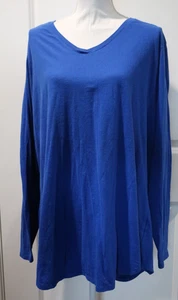 Oberteil T-Shirt 4X 26W / 28W Just My Size Blau Langarm V-Ausschnitt Pullover Stretch - Bild 1 von 1