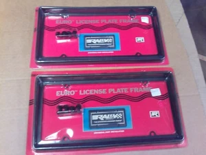 2  RALLY BLACK EURO LICENSE PLATE FRAMES WITH HARDWARE...NIP...1991...U.S.A. - Picture 1 of 4