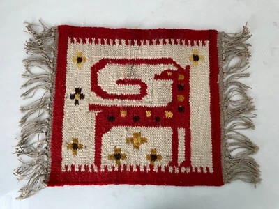 NEW WITH TAG Vintage Polish Capricorn red goat wallhanging kilim Poland Domańska - Image 1 of 4