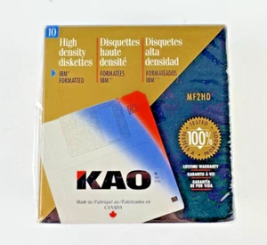 NOS 10 Pack KAO High Density 3.5” Diskettes Floppy Disks MF2HD Blank - Picture 1 of 5