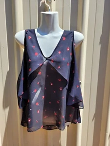 Sheike Sz 8 Black Pattern Singlet V-Neck Top - Picture 1 of 12