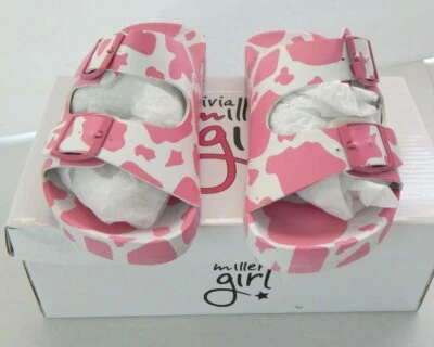 Sandalias Olivia Miller Niña Deslizables Moo Rosa Sin Cordones Doble Hebilla Talla 13 Foto 1 de 4