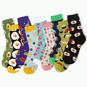 Lovely Sock Cotton Novelty Sock Women Sock Fashion Egg Colorful Cute Food - Picture 1 of 15