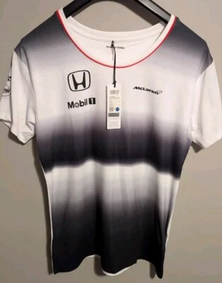 McLaren Honda Jenson Button White Womens T-shirt Racing F1 Sz Lg Formula-1 READ! - Image 1 of 4