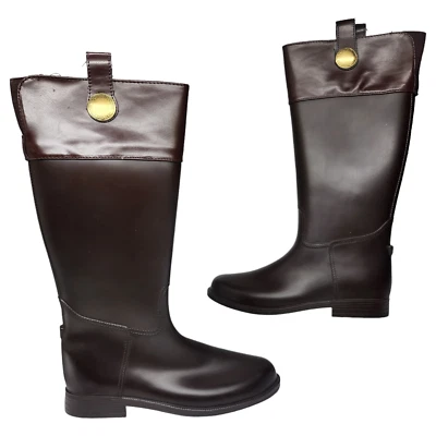 Botas de lluvia de goma marrón para mujer 9 Banana Republic hasta la rodilla elegantes Foto 1 de 4