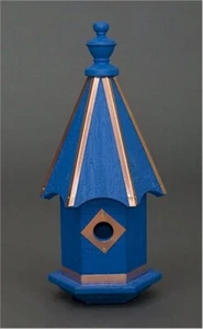 Wooden Bluebird Birdhouse with Copper Trim - Amish Made in USA - Blue - Picture 1 of 1