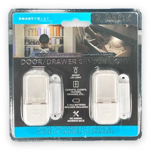 2 Pack Door / Drawer Sensor Light Batteries Included Adhesive Back Cabinets NEW - Picture 1 of 2