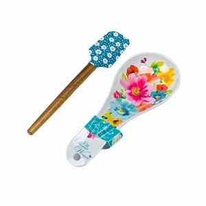 The Pioneer Woman Breezy Blossom Melamine Spoon Rest and Silicone Spatula Set - Picture 1 of 1