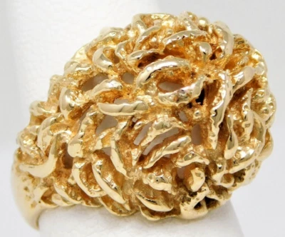 14 kt Yellow Gold Dome Openwork Cocktail Pinky Ring Size 4 1/2+B4225 - Image 1 of 4