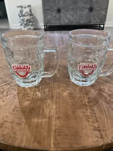 Pair (2) Of 0.5L Double Diamond Ale Dimpled Beer Glass Mug England British - Picture 1 of 3