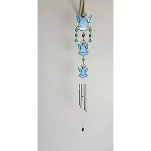 Natures Melody Blue Angel Design Stained Glass Wind Chime - Picture 1 of 9
