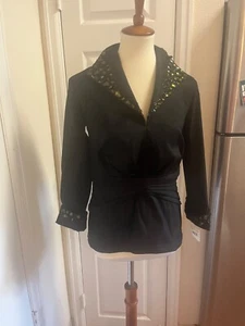 New Tadashi Shoji Fancy Evening / Wedding Top with Chartreuse Beads Size 8 - Picture 1 of 14