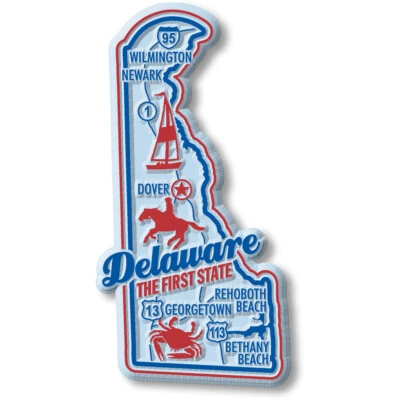 CLASSIC MAGNETS MADE WITH PRIDE IN THE USA Delaware Premium State Magnet by Classic Magnets, 1.8" x 3.6"