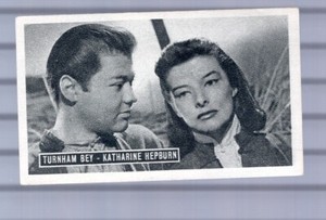 KATHARINE HEPBURN & TURHAN BEY - MOVIE CARD -KWATTA FILM STAR SER B - 1947 #B157