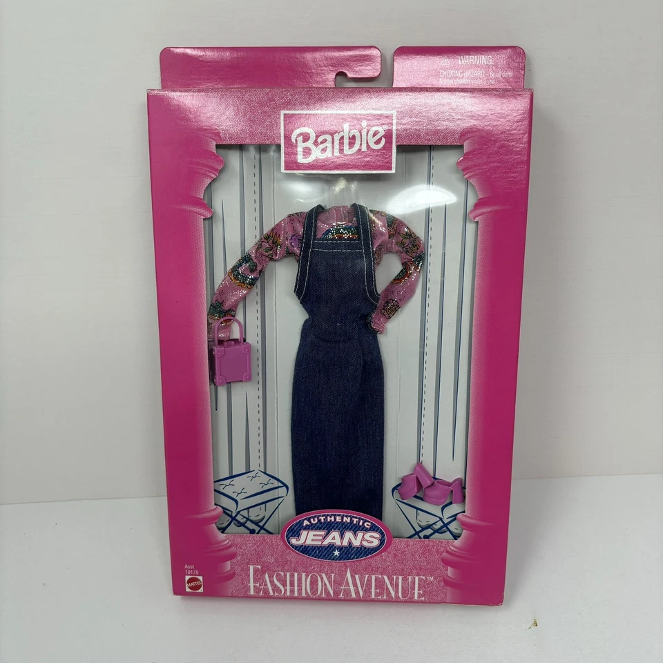 Mattel 1997 Barbie Fashion Avenue Boutique Pink White Color Block Set 18126 Boho