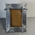 Vintage Mexican Pewter Picture Photo Frame Beach Theme Wood Back  8.5x6.5”