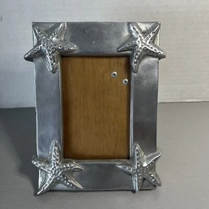 Vintage Mexican Pewter Picture Photo Frame Beach Theme Wood Back  8.5x6.5” - Picture 1 of 5