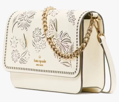 Kate Spade Madison Flap Crossbody White Perforated Leather Bag Purse KL036 $389F - Image 1 of 4