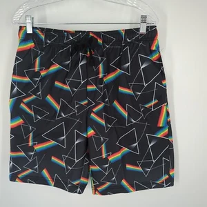 Pink Floyd Mens Sleep Lounge Pajama Shorts Small Thick Soft Black Rainbow Prism - Picture 1 of 3