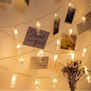 10/20/40 LED Photo Peg Clip Fairy String Light Wedding Hang Picture Party Decor - Picture 1 of 9