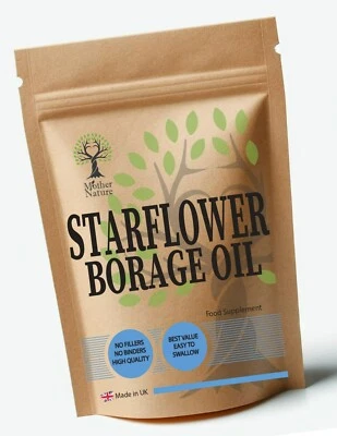 MOTHER NATURE Starflower Oil - Borage Oil Capsules 1000mg Clean Natural High Strength 18% GLA
