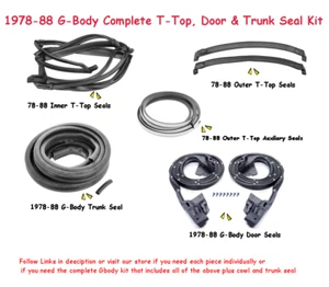1978-88 Gbody T-Top + T-Tops Seals & Door, Trunk Weatherstrip Seals Kit - Picture 1 of 6