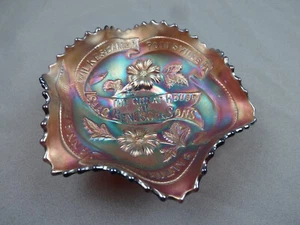 Amethyst Oil Slick Millersburg Carnival Glass House of Isaac Benesch Bowl 6” - Picture 1 of 8