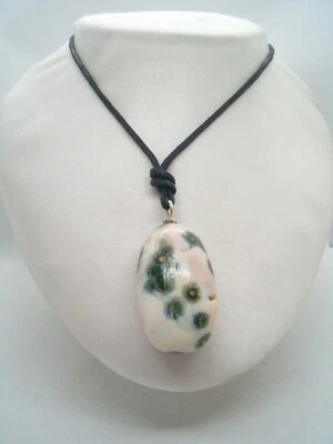 Ciondolo in ARGENTO 925 con DIASPRO Oceano - Orbicolare - Pendente Pietra Dura - Immagine 1 di 4