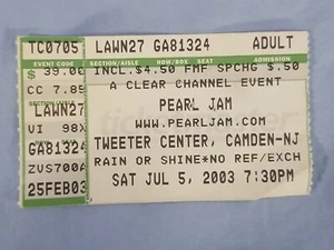 7-5-03 2003 PEARL JAM Concert Ticket Stub Tweeter Center Camden, NJ - Picture 1 of 2