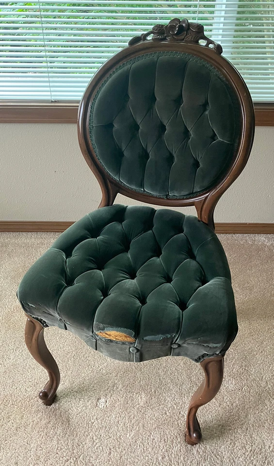 Antique Victorian Statement Chair, Floral Carvings, Made in Montgomery Alabama - Image 1 of 4