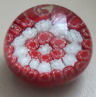 RED AND WHITE MILIFIORI GLASS PAPERWEIGHT