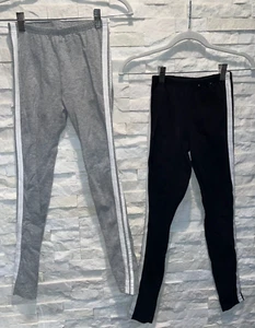 EUC Girl's SO Leggings (2) Elastic Waist Striped Legs Gray Black Size XS - Picture 1 of 5