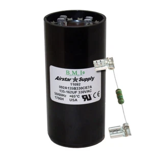 135-162 uF x 330 VAC BMI # 092A135B330CE7A Motor Start AC Capacitor w/ Resistor - Picture 1 of 5