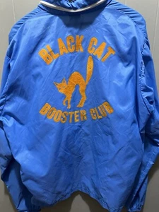 Vintage Wolf Of Waco Bay City Texas Black Cat Booster Club Windbreaker Sz Lg - Picture 1 of 8