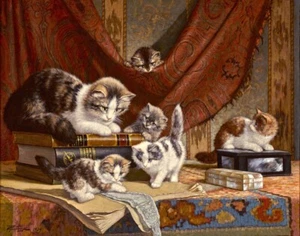 Cornelis Raaphorst A Watchful Mother Canvas Print 16 x 20 - Picture 1 of 4