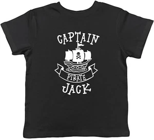 Personalised Captain Pirate With Skull & Bone Ship Childrens Kids T-Shirt - Picture 1 of 8