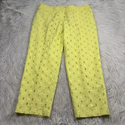Pantalón Isaac Mizarahi Para Mujer 16 Amarillo Ojales Tobillo Resort Preppy Máximo Foto 1 de 4