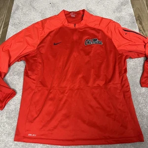 Ole Miss Rebels Pullover Mens 3XL Red NCAA Football Quarter Zip Nike Dri-FIT - Picture 1 of 7