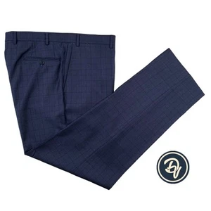 Hombre 38 x 33 Canali 1934 Azul Marino Mini Cuadros Moderno Para Lana Pantalones - Imagen 1 de 11