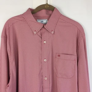 Southern Tide Red Button Down Sport Shirt Size Large Intercoastal Micro Gingham - Picture 1 of 10