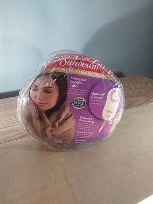 SUNBEAM MICROPLUSH HEATED THROW 50" X 60" Auto-off Control Machine Wash & Dry Foto 1 de 4