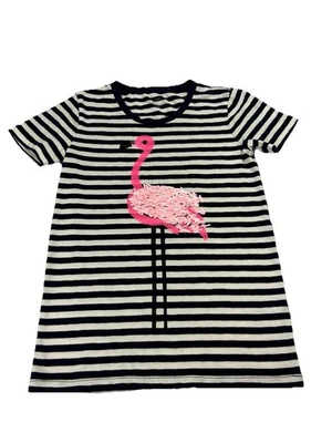 J.Crew Collector Tee Womens XXS Navy White Stripe Flamingo Sequin Cotton Shirt - Image 1 of 4