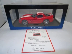 Autoart Dodge VIPER SRT10 2006 cupé 118 mini coche rojo edición limitada - Imagen 1 de 10