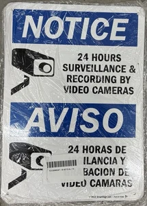 Señal de videovigilancia, señal de advertencia de cámara CCTV, bilingüe, 10x14 pulgadas - Imagen 1 de 1