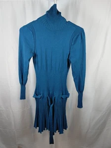 Venus Size S Blue Mauve Long Sleeve Ribbed Knit Turtleneck Sweater Dress Womens - Picture 1 of 7