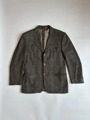 Canali Mens 50R Green Brown Wool Tweed Check Plaid Blazer  Coat Jacket - Image 1 of 4