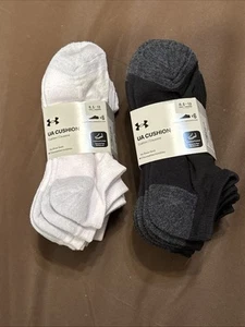 Under Armour UA Cushion No Show Socks Men’s Sz 8.5-13 6 White 6 Black 12 Pairs - Picture 1 of 9