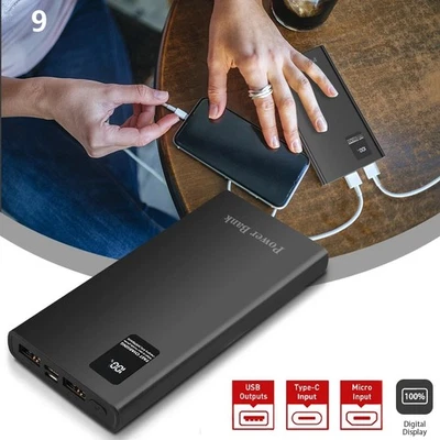 Cargador portátil de batería externa con banco de alimentación 9000000 mAh para iPhone 17 16 Samsung Foto 1 de 4