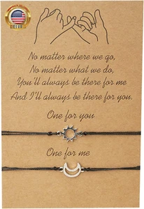 2 Pcs Pinky Promise Distance Matching Bracelet Friendship Couple Bracelet Heart  - Picture 1 of 4