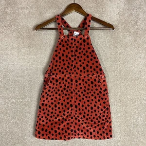 Hanna Andersson Jumper Dress 140 10 Rust Black Dotted Stretch Corduroy Overalls - Picture 1 of 9